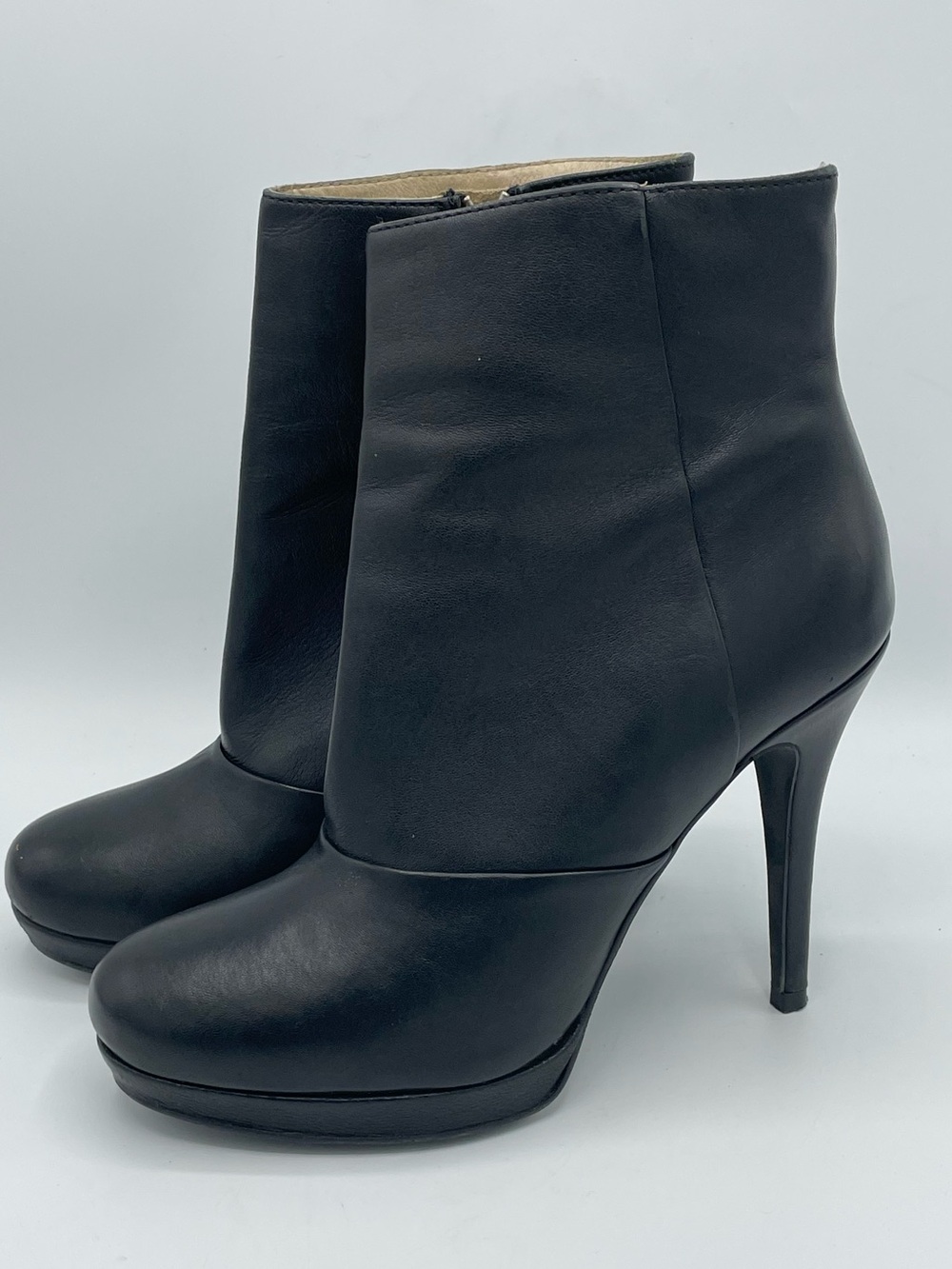 AllSaints Black Leather Platform Stiletto Ankle Boots